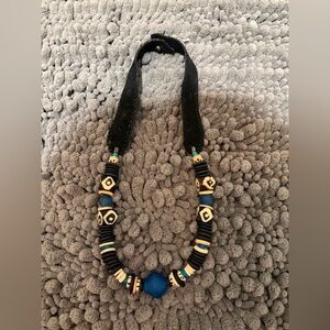 Elegant Black and Blue Beaded Necklace